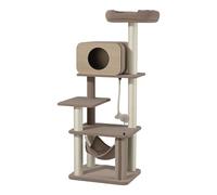 Fudajo Forest Oak 152 cm, Arbre à Chat Beige, avec maisonnette, hamac et sisal, élément de Massage