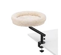 Fudajo Lit pour Chat de Bureau 40 x 40 cm, Beige, supportant jusqu'à 15 kg, Couchage pour Chat avec système de Fixation, lit Douillet en Peluche avec Balle à Jouer