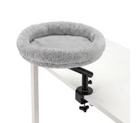 Fudajo Lit pour Chat de Bureau 40 x 40 cm Gris Clair, supportant jusqu'à 15 kg, lit pour Chat avec système de Fixation, lit Douillet avec Peluche et Balle de Jeu