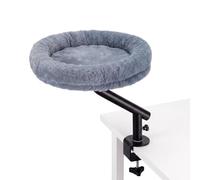 Fudajo Lit pour Chat de Bureau 40 x 40 cm Gris foncé, supportant jusqu'à 15 kg, couchette pour Chat avec système de Fixation, lit Douillet avec Peluche et Balle