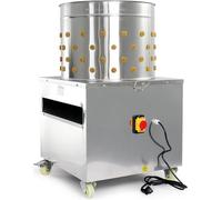 Fudajo Plumeuse à volailles – 565 x 560 x 945 mm – en Acier fin – 1500 W – avec Tambour Ø 50 cm, Raccord eau, 130 doigts, roulettes – pour Plumaison canards poules poulets gibier – Matériel boucherie