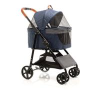 Fudajo Poussette Pliable pour Chiens et Chats 2 en 1 - Capacité Max. 20 kg - Bleue - en Acier et EVA - avec Sac de Transport Amovible - Buggy Chariot pour Petits Animaux