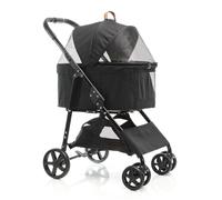 Fudajo Poussette Pliable pour Chiens et Chats 2 en 1 - Capacité Max. 20 kg - Noire - en Acier et EVA - avec Sac de Transport Amovible - Buggy Chariot pour Petits Animaux