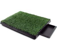 Fudajo Toilette pour chiens – 63 x 51 cm – avec Gazon artificiel et Bac collecteur – Support Dressage de Chiots Chiens, Éducation Propreté Hygiène