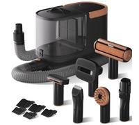 Fudajo Tondeuse pour chien avec aspirateur à poils d’animaux, 323 x 168 x 264 mm, 6 outils de toilettage pour animaux, boîte à poussière 2,5 L, tondeuse-aspirateur noire