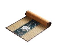FUDANLI Chemin de Table Chemin De Table en Bambou De Style Japonais, Napperons Résistants À La Chaleur pour Table À Manger De Ferme, Tapis À Thé avec Bordure en Tissu