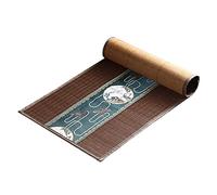 FUDANLI Chemin de Table Chemin De Table en Bambou De Style Japonais, Napperons Résistants À La Chaleur pour Table À Manger De Ferme, Tapis À Thé avec Bordure en Tissu
