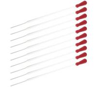 Fudeshe Lot de 10 pipettes en verre de 20 cm 3 ml avec bouchon en caoutchouc rouge, compte-gouttes gradués en verre pour transfert d'huile essentielle liquide