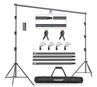 FUDESY Support de Toile de Fond réglable et Robuste pour Studio Photo, vidéo, 3 x 3 m, système de Support de Fond pour Photographie avec Sac de Transport, 6 Pinces à Clip