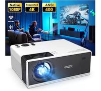 FUDONI Projecteur avec WiFi et Bluetooth, projecteur extérieur portable 4K support projecteur 15000L HD 1080p max 300 pouces écran zoom, vidéo cinéma maison projecteur compatible avec