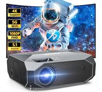 FUDONI Projecteur avec WiFi et Bluetooth, support extérieur 4K 18000L, projecteur HD 1080p max 300 pouces, projecteur de cinéma maison portable compatible avec USB/HDMI/iOS/Android/TV Stick