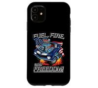 Fuel Fire and Freedom Voiture Classique USA Drapeau Motif Patriotique Coque pour iPhone 11