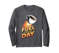 Fuel for The Day Sleepy Fatigué Humour Funny Coffee Lover Manche Longue