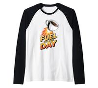 Fuel for The Day Sleepy Fatigué Humour Funny Coffee Lover Manche Raglan