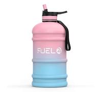 Fuel24 Bidon - Bouteille d'eau de 2,2 litres - Matériau Flex extra résistant - Résistant aux chutes, options de bouchons Pop ou à paille - Grande bouteille de sport pour le gym de 2,2 L, SANS BPA