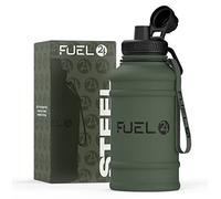 Fuel24 Bouteille d'eau en métal de 1,3 L/2,2 L - 2 L 1 L Robuste, résistante aux chutes et étanche sans BPA - Grande bouteille d'acier inoxydable pour le sport, la salle de sport pour hommes, la