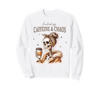 Fueled by Caffeine and Chaos Funny Mom Life Coffee Humour Art Sweatshirt