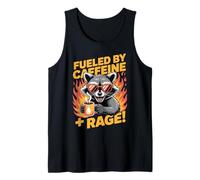 Fueled By Caffeine Rage Feral Meme Funny Coffee Raton laveur Débardeur