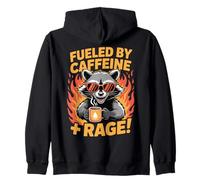 Fueled By Caffeine Rage Feral Raton Laveur Café Meme Drôle Sweat à Capuche