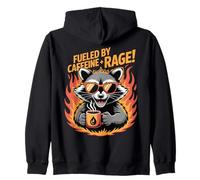 Fueled By Caffeine Rage Feral Raton laveur Meme Love Coffee Sweat à Capuche