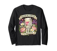 Fueled by Coffee and Anxiety Squelette Floral Esthétique Manche Longue