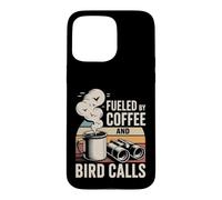 Fueled by Coffee and Bird Calls Observation Oiseaux Coque pour iPhone 15 Pro Max