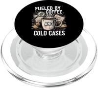 Fueled by Coffee and Cold Cases True Crime Detective PopSockets PopGrip pour MagSafe