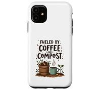 Fueled by Coffee and Compost Gardening Humor Coque pour iPhone 11