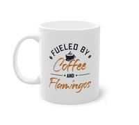 Fueled by Coffee and Flamingos Américains Amoureux Tasse à café | Lesser Phoenicoptère Flamingo Tasse blanche (07940B)