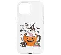 Fueled by Coffee Tasse en Forme de Citrouille fantôme d'histoires effrayantes pour Halloween Coque pour iPhone 15