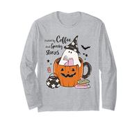 Fueled by Coffee Tasse en Forme de Citrouille fantôme d'histoires effrayantes pour Halloween Manche Longue