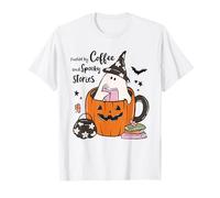 Fueled by Coffee Tasse en Forme de Citrouille fantôme d'histoires effrayantes pour Halloween T-Shirt