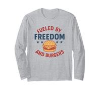 Fueled by Freedom and Burgers Patriotic Cookout Humour Manche Longue