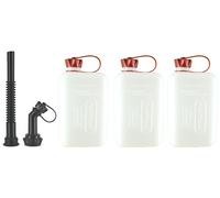 FuelFriend®-BIG CLEAR max. Jerrican de 2,0 litres avec homologation UN - 3 pièces à un prix spécial + Kit de tuyaux de sortie - parfait pour les motos, les voitures et plus encore