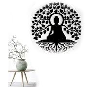 FUELIX Arbre De Vie Bouddha Art Mural en Métal, Bouddha Mandala Méditation Yoga Autel Buda Intérieur Zen Home Decor, Salle De Bain, Cuisine, Extérieur, Jardin, Terrasse 60cm
