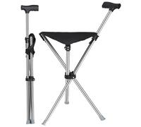 FUELIX Canne De Marche avec Siège Pliable Canne D'équilibre Légère Canne Siege Pliante Légère pour Personnes Âgées Canne Et Tabouret 2 en 1 Hauteur Réglable Et Design Antidérapant