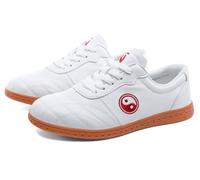 FUELIX Chaussures De Taichi, Chaussures Art Martiaux, Chaussures De Taekwondo, Arts Martiaux Kung Fu Baskets Cuir Ballerines Qi Gong Unisexe, Léger, Non Slip, Respirant Pour Marche Fitness A,38