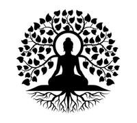 FUELIX Décoration Murale en Métal Arbre De Vie Bouddha, Mandala, Méditation, Yoga, Autel, Buda, Décoration D'intérieur Zen, Arbre De Vie Jardin Tenture Murale Décor 40cm