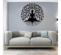 FUELIX Décoration Murale en Métal Arbre De Vie De Méditation Yoga, Décoration Murale De Méditation Bouddha, Sculptures Murales Décoratives, Salle De Bain, Cuisine, Extérieur, Terrasse 40cm
