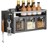 FUELIX Étagère À Épices, Rangement Epices Cuisine, Rangement Plan De Travail Cuisine, Organisation De Cuisine, Support Mural pour Condiments pour Pots À Épices Et Assaisonnements A,3 grids