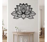 FUELIX Fleur De Lotus Décoration Murale en Métal Mandala Décoration Murale Unique Fleur De Lotus Art Mural pour Salon, Chambre À Coucher, Bureau Et Salle De Yoga A,68 * 44cm