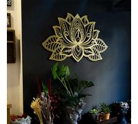 FUELIX Fleur De Lotus Décoration Murale en Métal Mandala Décoration Murale Unique Fleur De Lotus Art Mural pour Salon, Chambre À Coucher, Bureau Et Salle De Yoga B,68 * 44cm