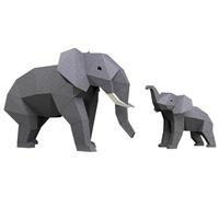 FUELIX Modèle De Papier Animal 3D, Éléphant Mère Et Enfant Animal De La Forêt Modèle Papier Ornements 3D Fait À La Main Origami Papier Art Sculpture en Papier Décoration Tridimensionnelle