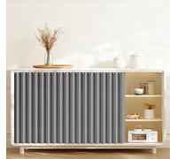 FUELIX Rideau D'armoire pour Étagères, Rideau Placard Occultant Et Anti-Poussière pour Placard Ouvert, Rideaux De Cuisine Courts Anti-Poussière, Imperméables Rideau sous Evier A,W80 x H130cm