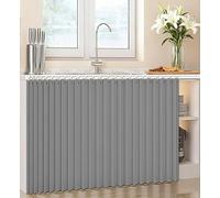 FUELIX Rideau sous Evier Rideau Placard Anti-Poussière Étagères Meuble Cuisine Court Rideaux D'armoire Preuve De l'eau Rideaux D'armoire À Chaussures pour Machine À Laver, Étagère B,W90-100cm/H100cm