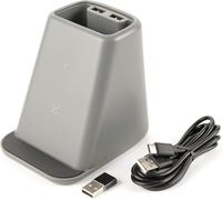 Füllstand Phs10/Gy Desktop Charging Station And Organizer: Pen Holder And Mobile Phone Holder - Inductive Charging - 2 Usb Charging Sockets For Other Devices - Grey