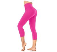 FuelMeFoot 3/4 leggings capri taille haute femme, sport taille haute anti-cellulite pantalon pour sport, fitness, Pilates, yoga, entraînement, course, salle de sport., A05-Barbie Rouge, XXL