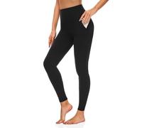 FuelMeFoot Legging de sport pour femme, taille haute, opaque, avec contrôle du ventre, coupe ajustée, confortable, élastique et doux., 1 pack 01-noir avec poches, S-M