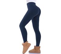 FuelMeFoot Legging Thermique Femme Doublure Polaire Taille Haute Hiver Leggings En Peluche Taille Haute Chaud Élastique Pantalon.04-Marine S/M