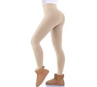 FuelMeFoot Lot de 1 leggings thermiques pour femme doublés polaire taille haute hiver leggings molletonnés taille haute chaud élastique pantalon., 08-Abricot clair, Small-Medium